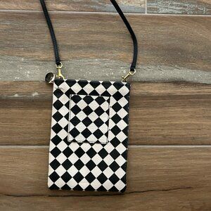 Clare V Black and White Checkered Crossbody Bag
